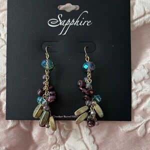 Gold and Purple Dangle Earrings